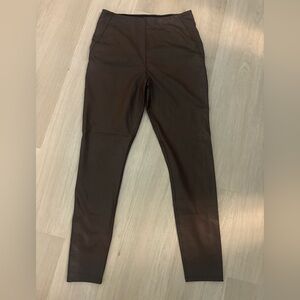 Women's Lysse Brown Faux Leather Leggings - Size Large